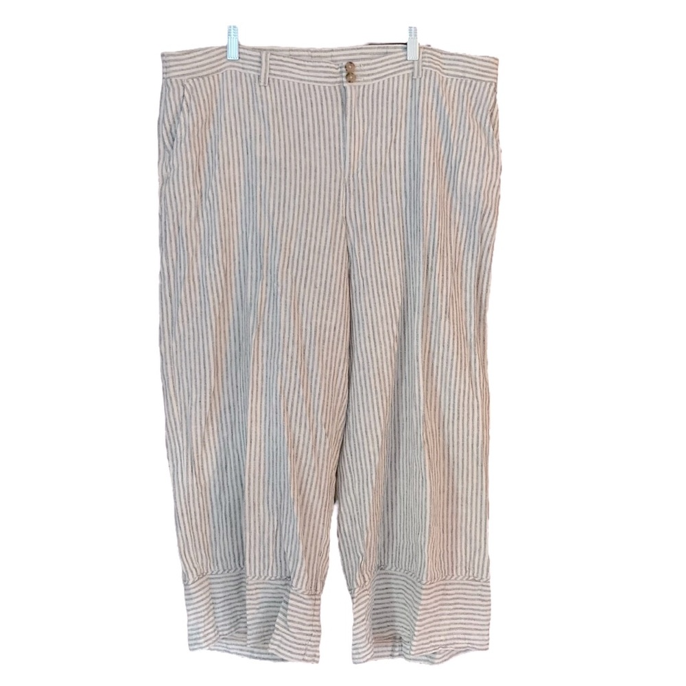 J. Jill Wide Leg Crop Trouser Pants Linen Size XL Elastic Back Waist